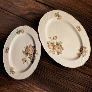 Vintage Johann Haviland Bavaria Tearose Platters (Pair) USAF China